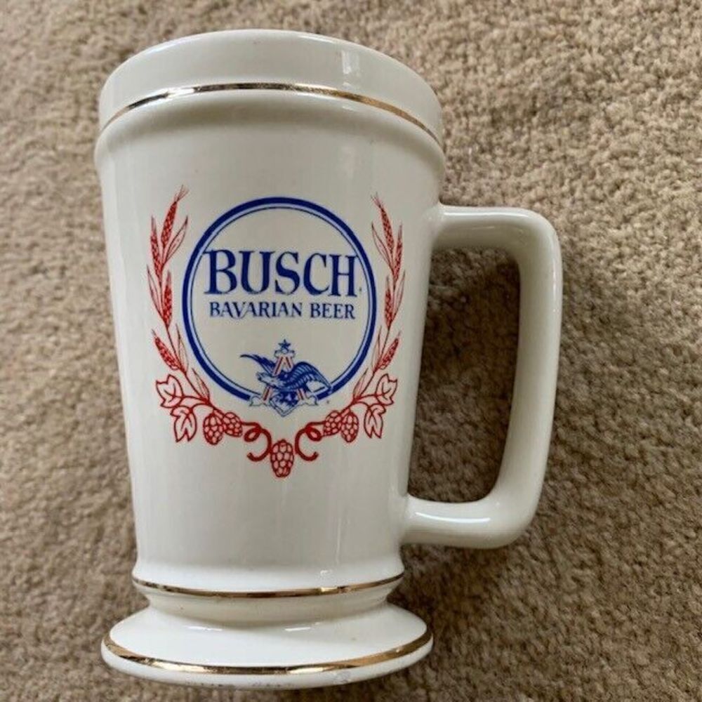 Busch Bavarian Beeri Stein Ceramic 5.5" Tall Tankard